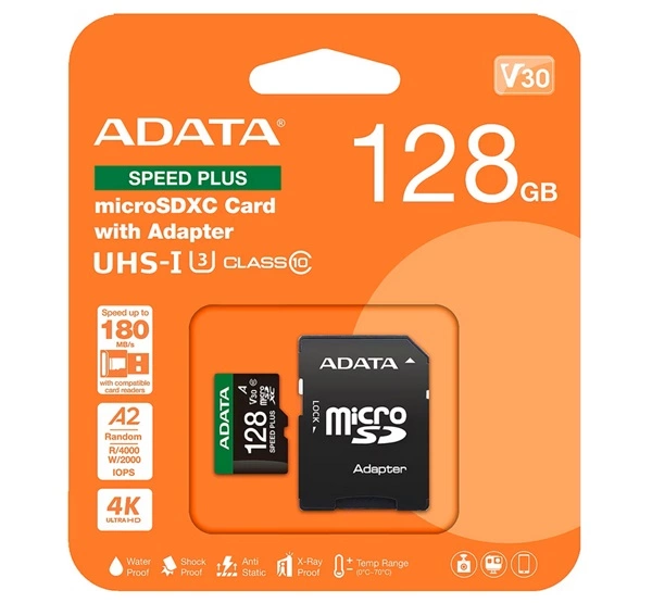 Scheda MicroSDXC 128 GB Classe 3 UHS-I 80 MB/s – Per Video 4K, Drone E Smartphone, + Adattatore SD