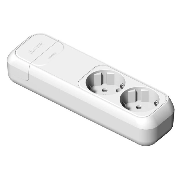 FAMATEL 2502 Base Doppia 16A 250V Con Presa Terra Laterale - Colore Bianco - 2